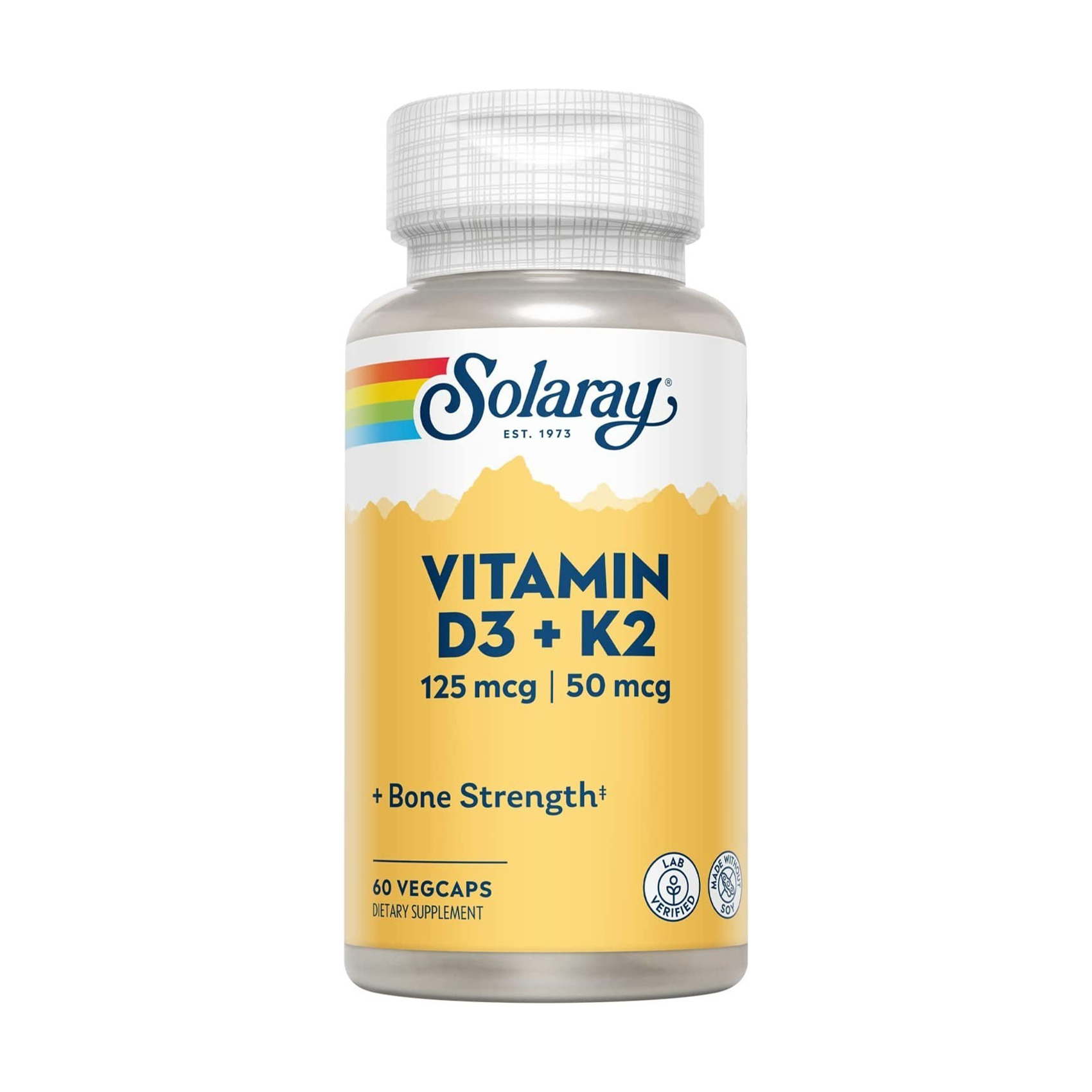 Вітаміни Д3 та К2 Solaray Vitamin D3  125 мкг и 50 мкг без сої, 60 капсул